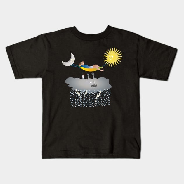 Sunny day above the clouds Kids T-Shirt by mypointink